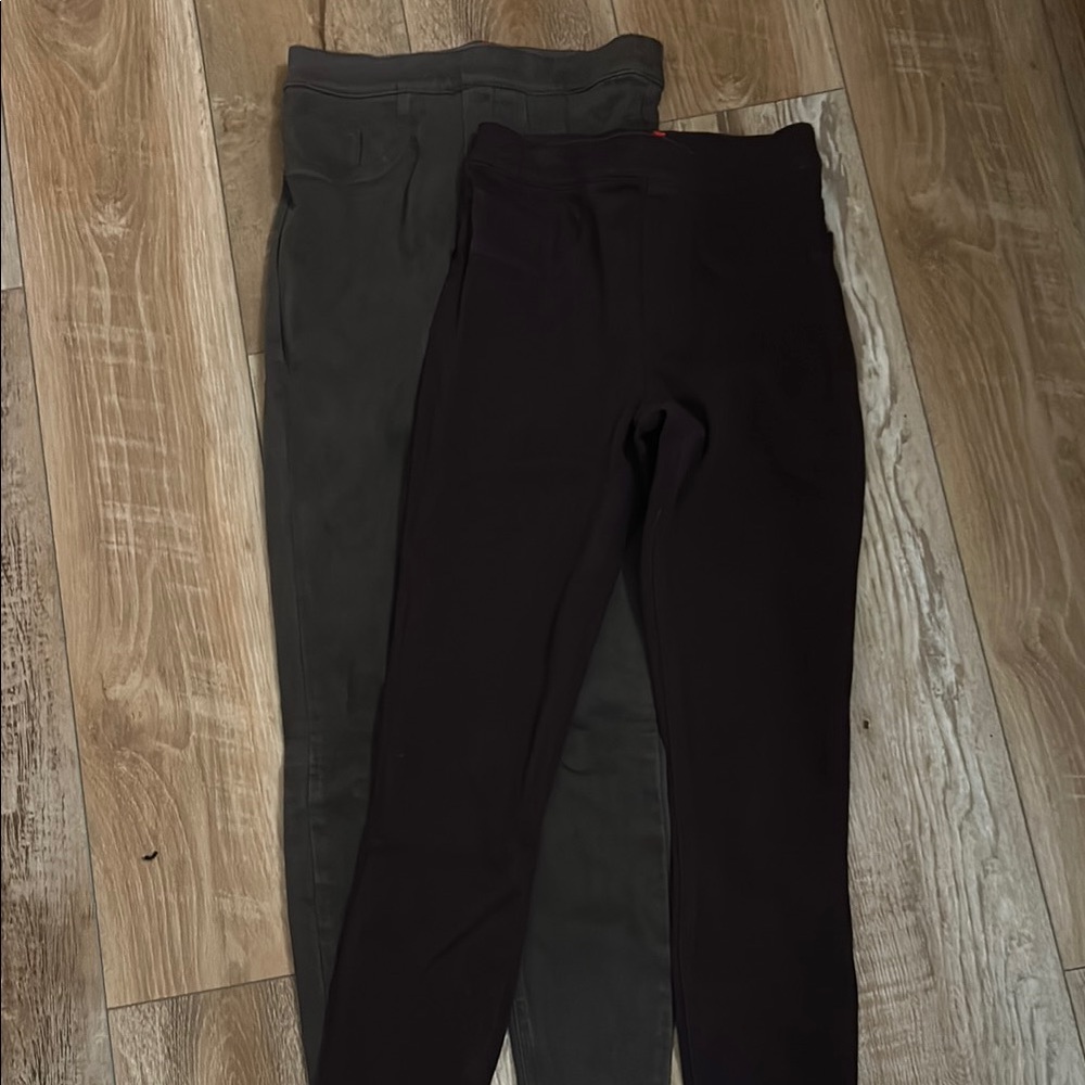 Bundle of 2 SPANX JEANISH Women's Wine and Gray Leggings.